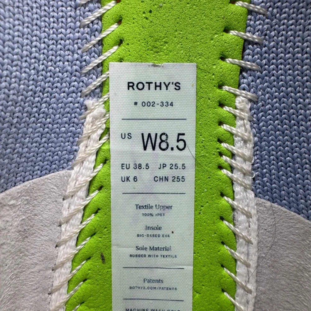 Rothy's Ballet Flat Women 8.5 The Point Shoes Blue Metallic Silver Knit Slip On‎